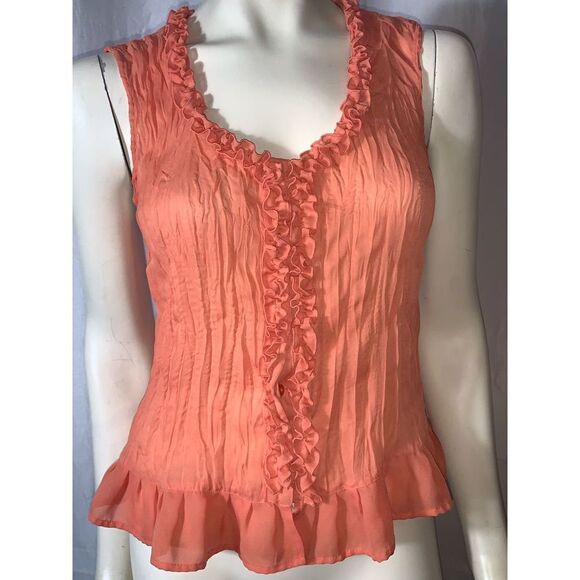 Vintage Y2K Sheer Chiffon Ruffled Blouse Medium - Picture 1 of 13